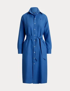 BELTED LINEN SHIRTDRESS