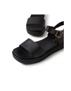 Benjo Black Leather Sandals