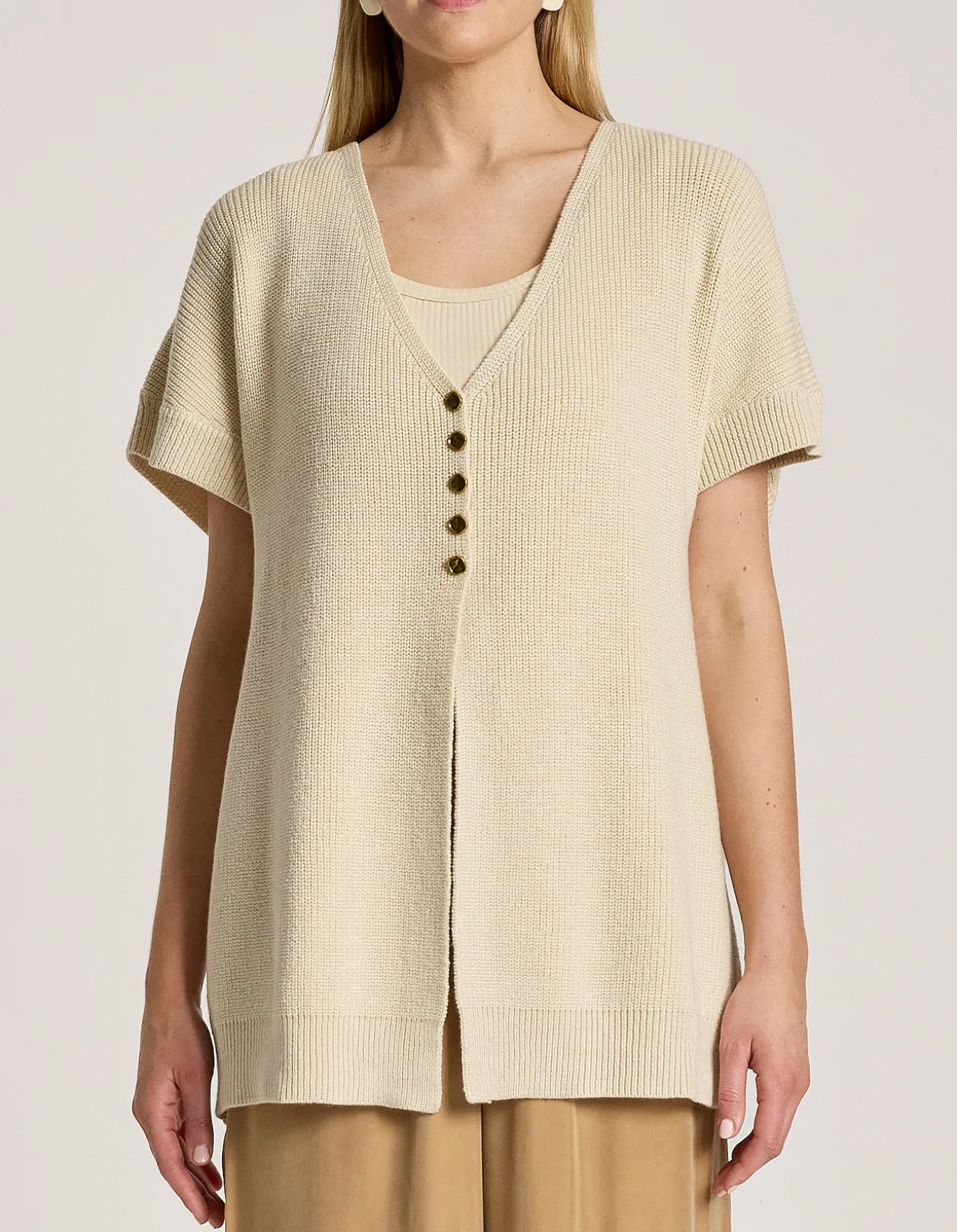 Berber Wool Blend Button Front Vest Cardigan