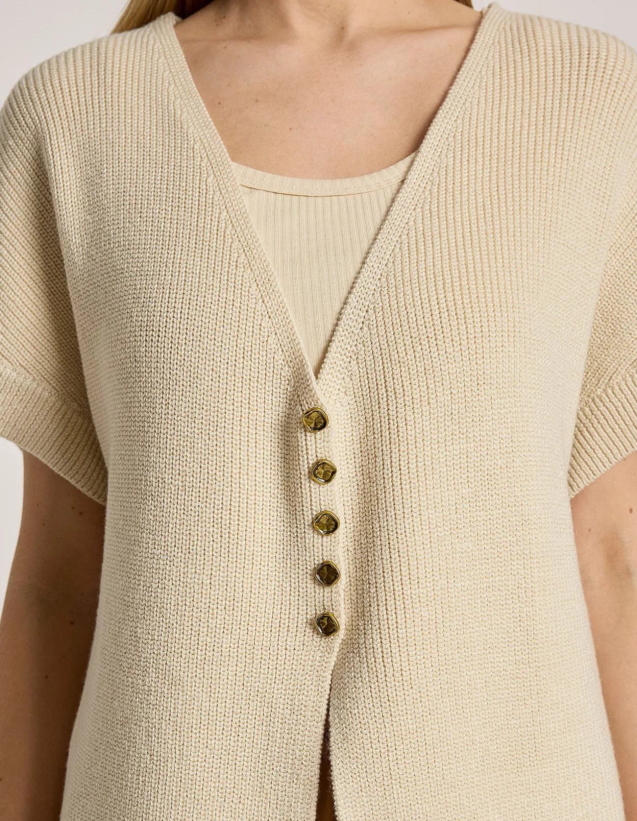 Berber Wool Blend Button Front Vest Cardigan