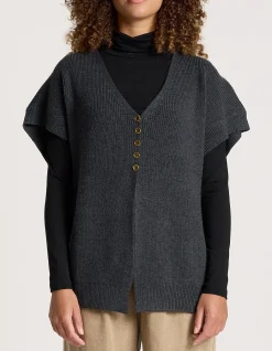 Berber Wool Blend Fishermans Rib Vest Cardigan