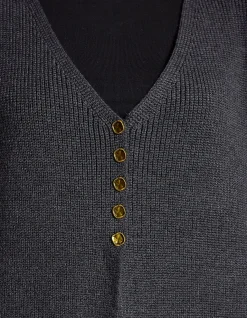 Berber Wool Blend Fishermans Rib Vest Cardigan