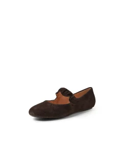 Beuller Ruched Strap Suede Ballet Flats