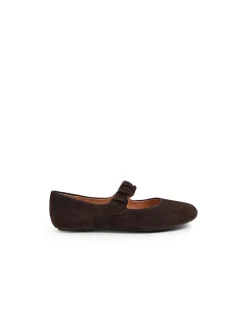 Beuller Ruched Strap Suede Ballet Flats