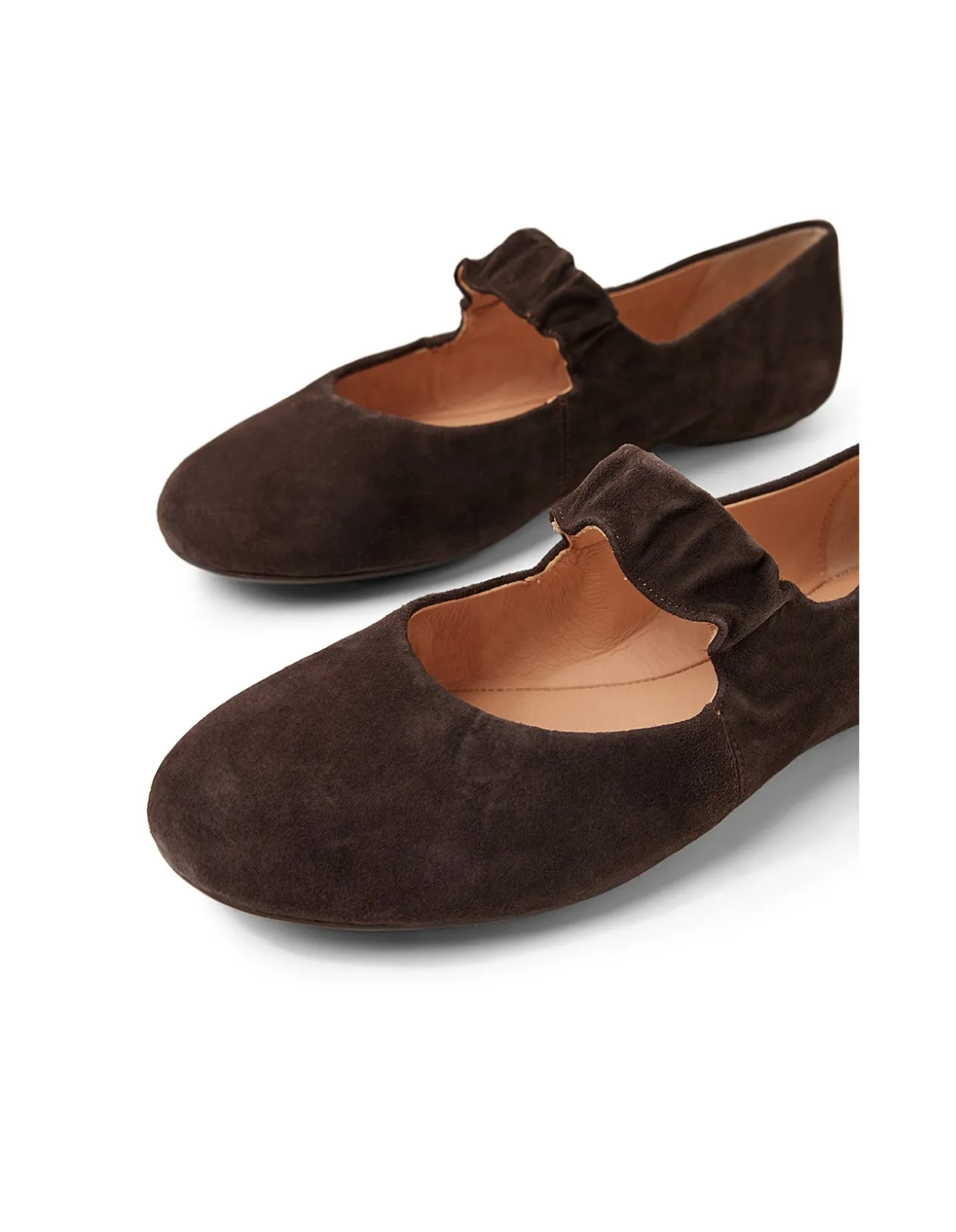 Beuller Ruched Strap Suede Ballet Flats