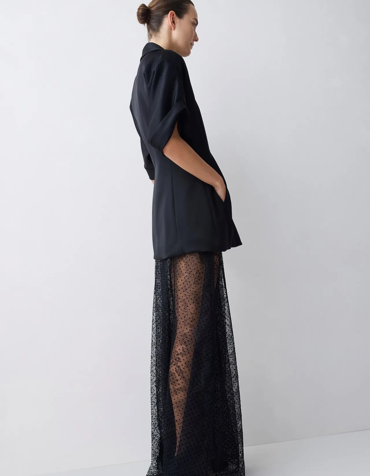 BLACK SATIN ARBUS SHIRT