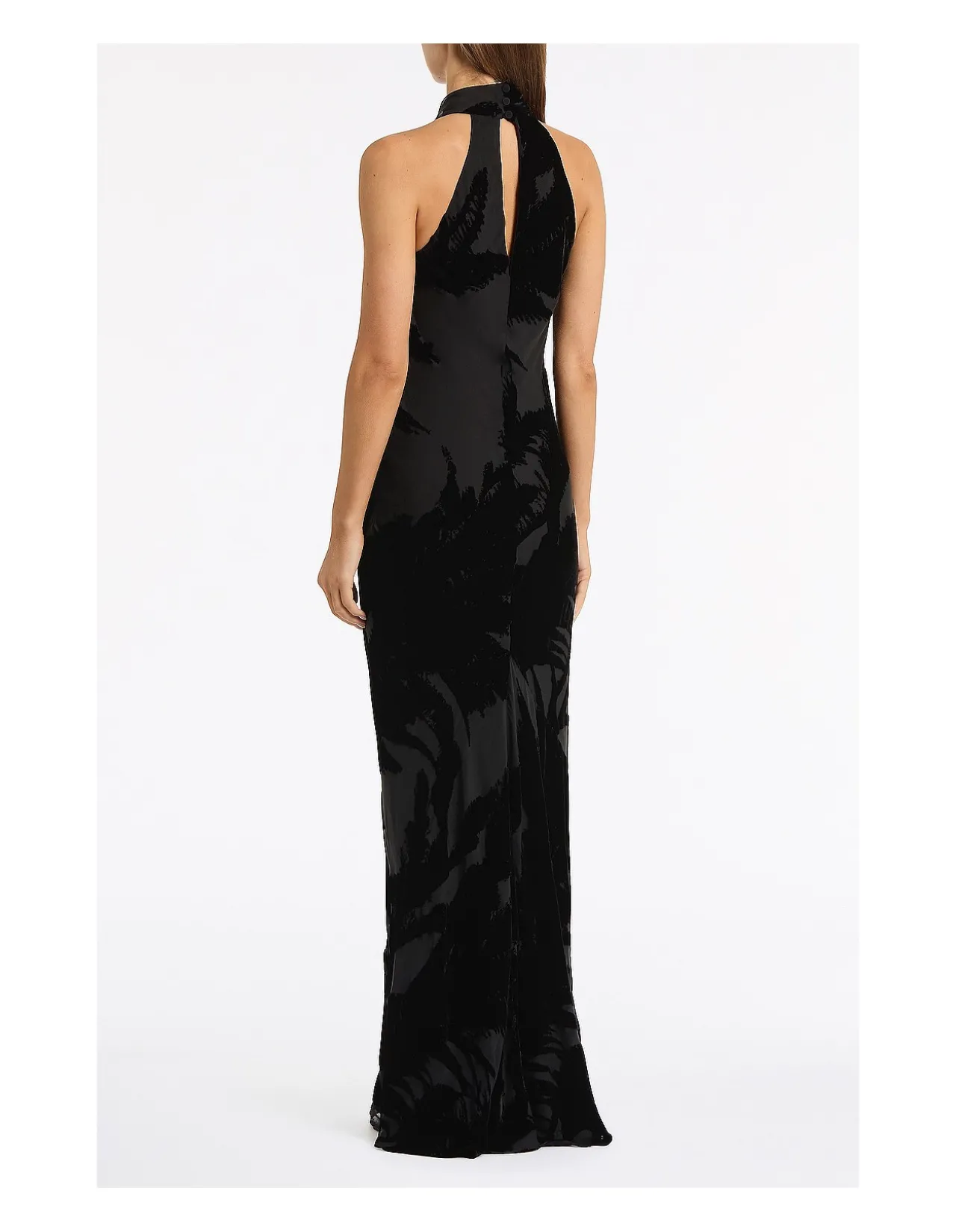 BLACK VELVET BURNOUT BIAS GOWN