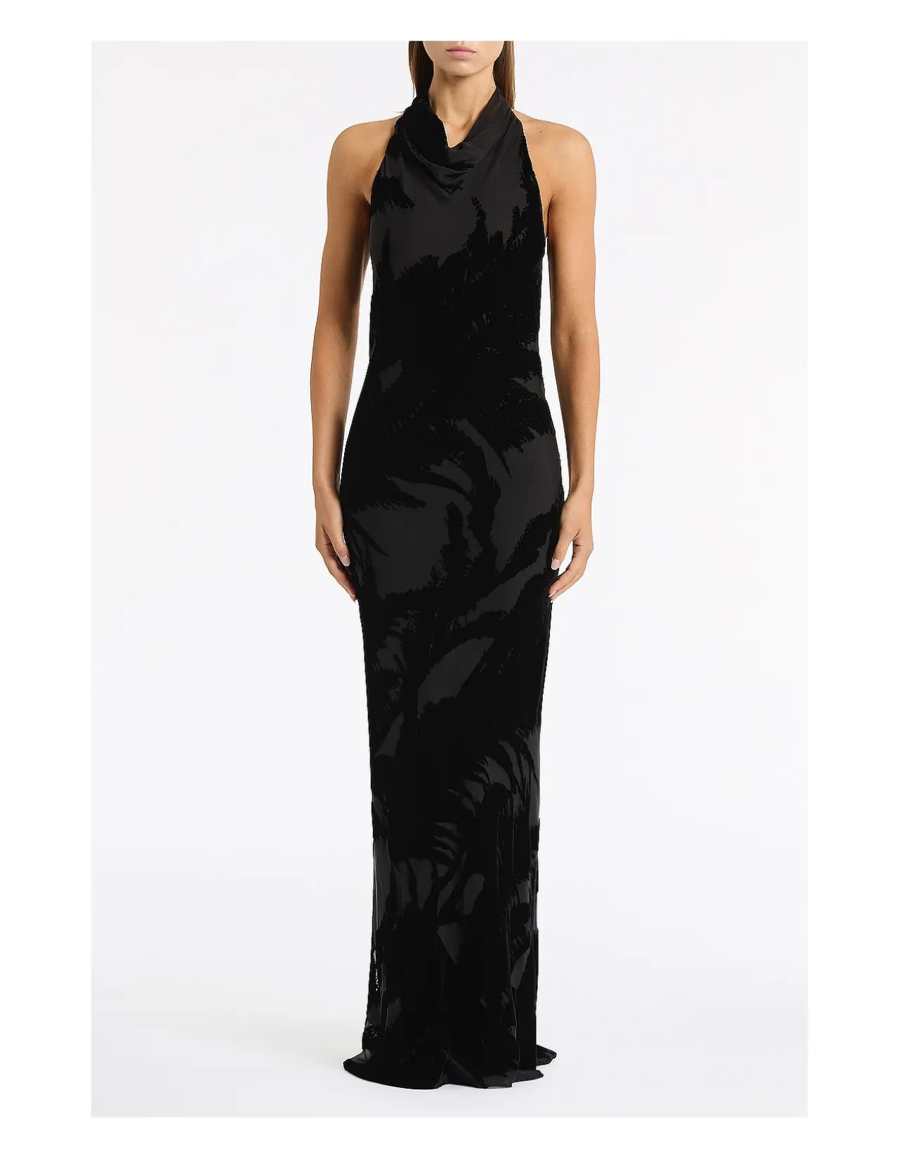 BLACK VELVET BURNOUT BIAS GOWN
