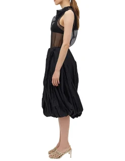 BLACK COTTON METAL DELIQUESCE SKIRT