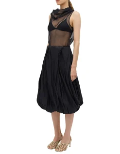 BLACK COTTON METAL DELIQUESCE SKIRT