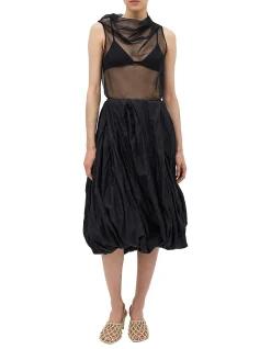BLACK COTTON METAL DELIQUESCE SKIRT