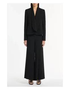 BLACK CREPE SHAWL COLLAR JACKET