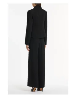 BLACK CREPE SHAWL COLLAR JACKET