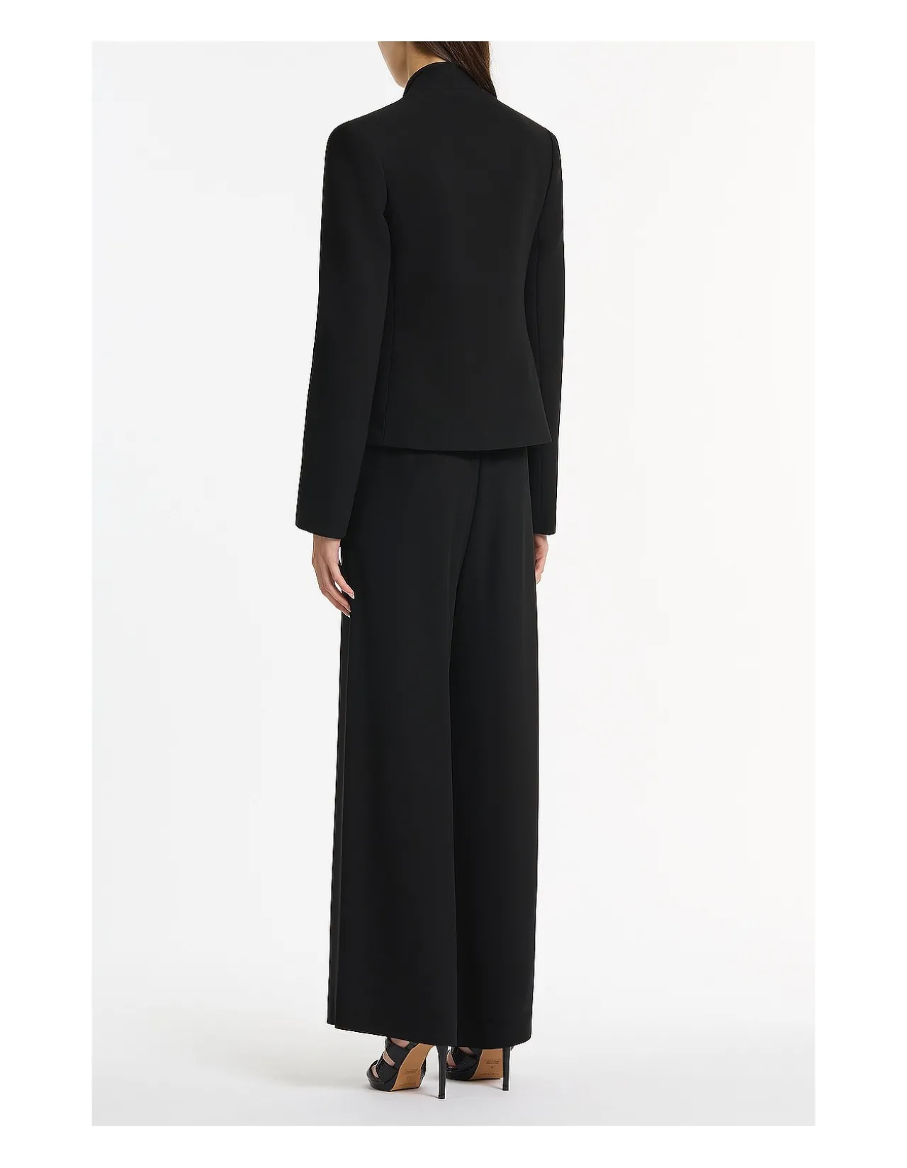 BLACK CREPE SHAWL COLLAR JACKET