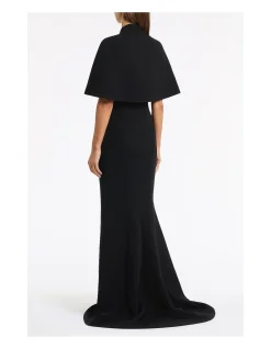 BLACK CREPE SHORT CAPE