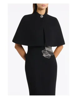 BLACK CREPE SHORT CAPE