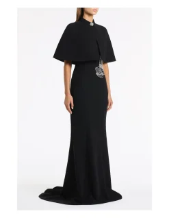 BLACK CREPE SHORT CAPE