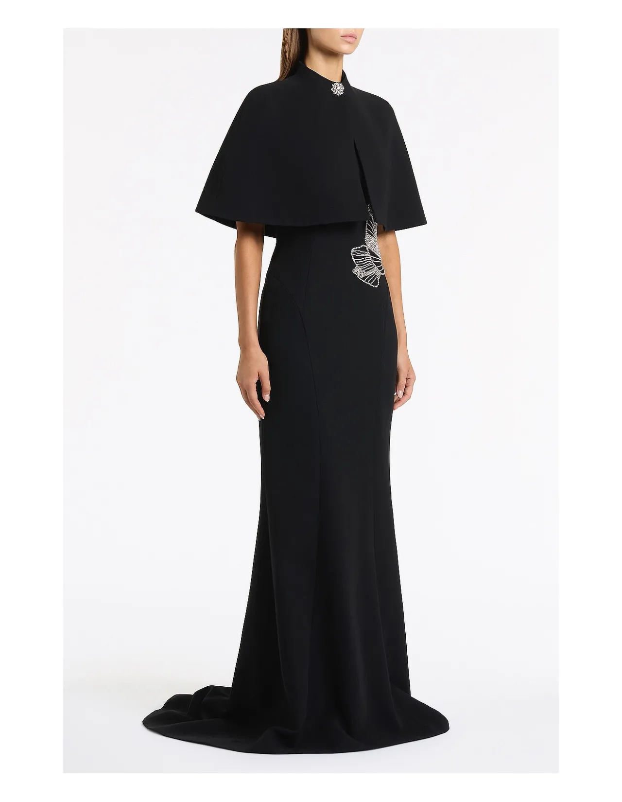 BLACK CREPE SHORT CAPE