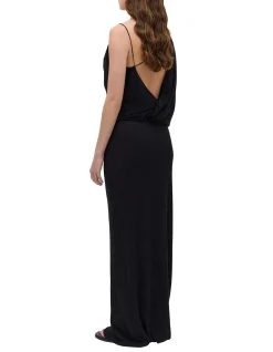 BLACK CRINKLE LIQUID GOWN