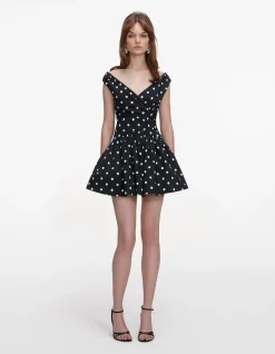 BLACK POLKA DOT COTTON MINI DRESS
