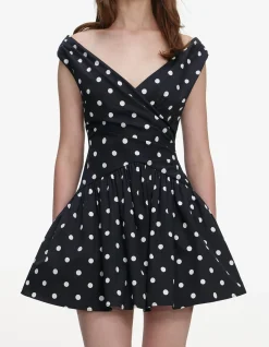 BLACK POLKA DOT COTTON MINI DRESS