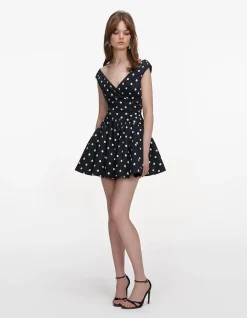 BLACK POLKA DOT COTTON MINI DRESS