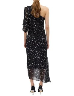 BLACK POLKA DOT SILK VALENCIA DRESS
