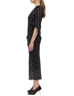 BLACK POLKA DOT SILK VALENCIA DRESS