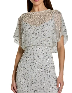 BOAT NECK SHAWL SLEEVE GOWN