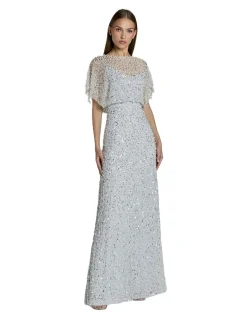 BOAT NECK SHAWL SLEEVE GOWN