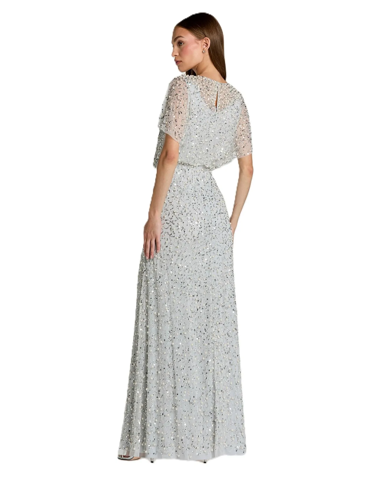 BOAT NECK SHAWL SLEEVE GOWN