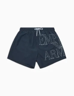 Bold Logo Mid Length Drawstring Swim Shorts