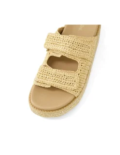 BONEETA Natural Woven Platform Sandals