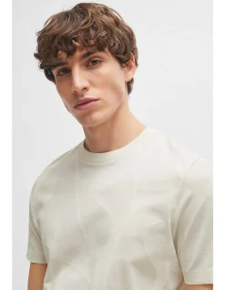BOSS Two-Tone Monstera-Leaf Pattern Cotton T-Shirt