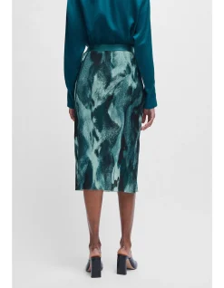 BOSS Seasonal-print skirt in stretch tulle