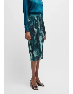 BOSS Seasonal-print skirt in stretch tulle