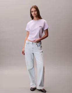 Boxy Logo Graphic Short Sleeve T-Shirt Lilac
