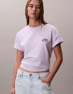 Boxy Logo Graphic Short Sleeve T-Shirt Lilac