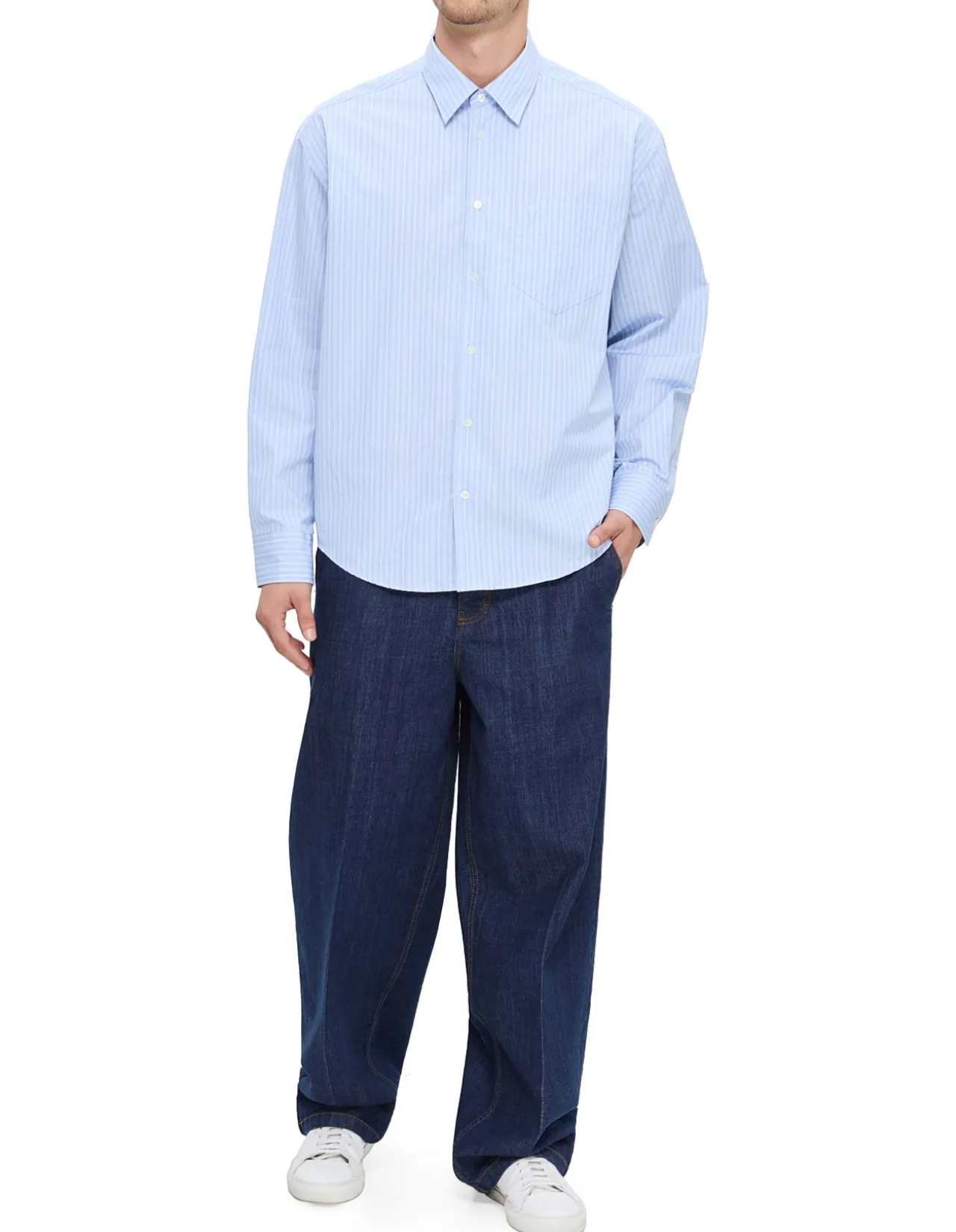 BOXY LONGSLEEVE SHIRT BUTTONDOWN COLLAR AND EMB AMI DE COEUR