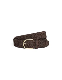 BRAIDED SUEDE BELT - BROWN