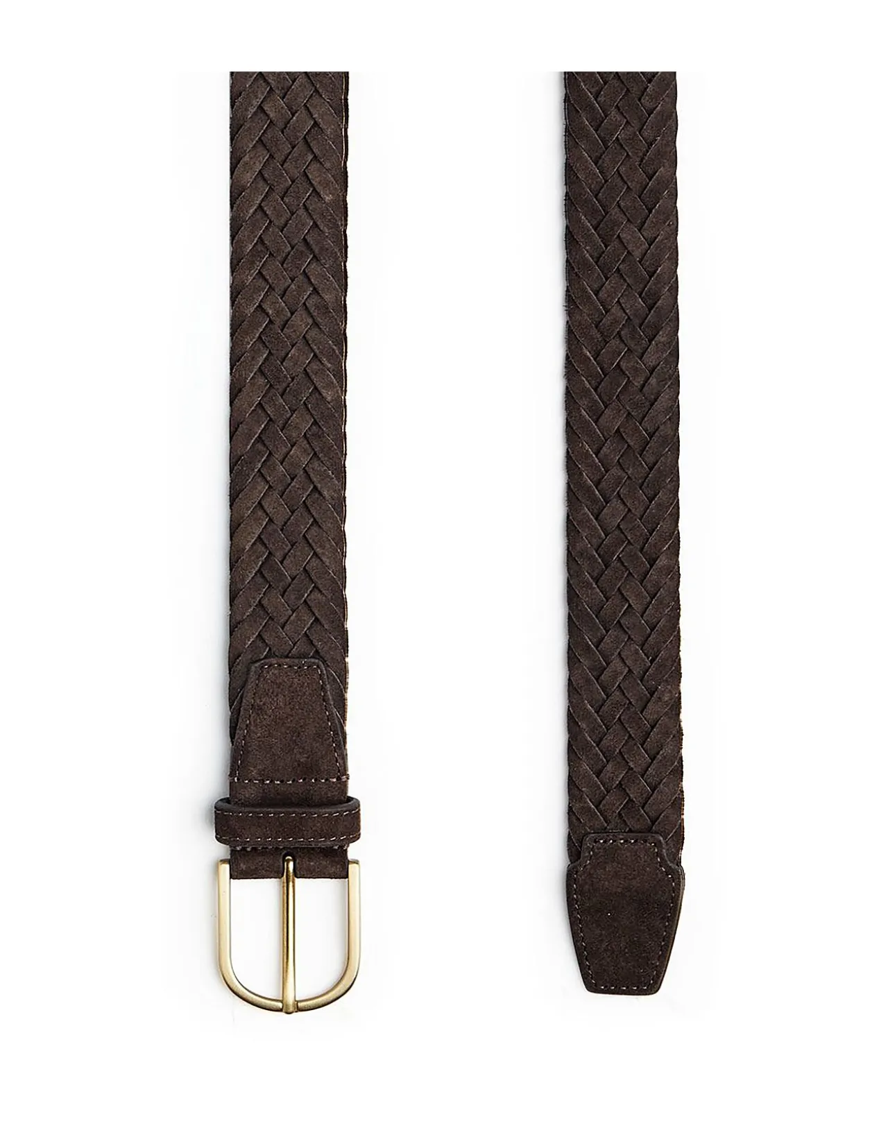 BRAIDED SUEDE BELT - BROWN