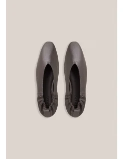 Brie Gathered Leather Slip-On Flat