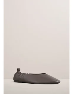 Brie Gathered Leather Slip-On Flat