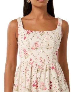 BRIELLE PRINTED LACE UP MINI DRESS