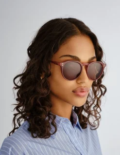 BRIGHT RED ROUND SUNGLASSES