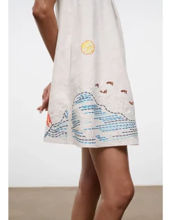 Brio Embroidered Linen Mini Tent Dress