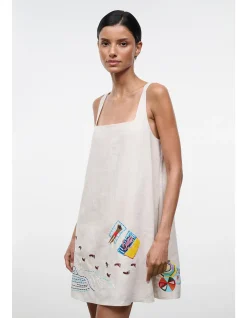 Brio Embroidered Linen Mini Tent Dress