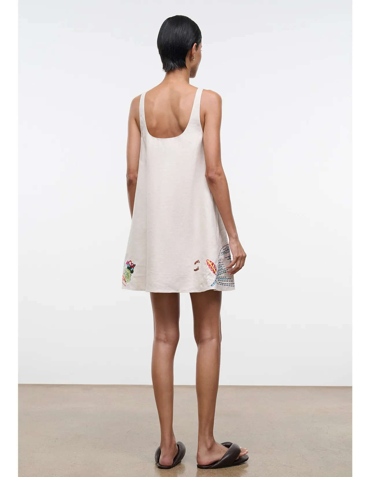 Brio Embroidered Linen Mini Tent Dress