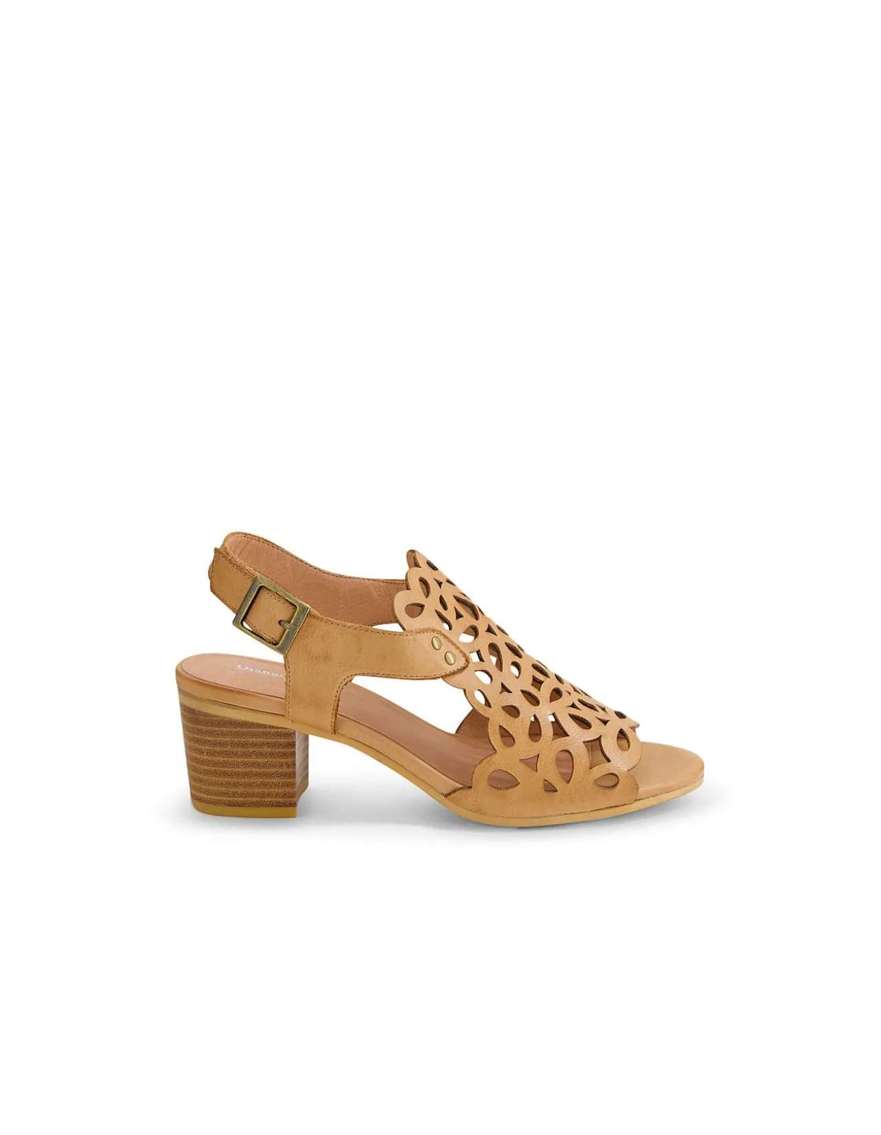 Britae Laser Cut Block Heel Sandals
