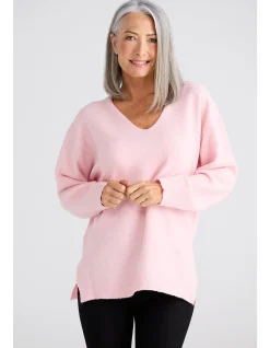 Britney Relaxed V Neck Fluffy Knit Jumper